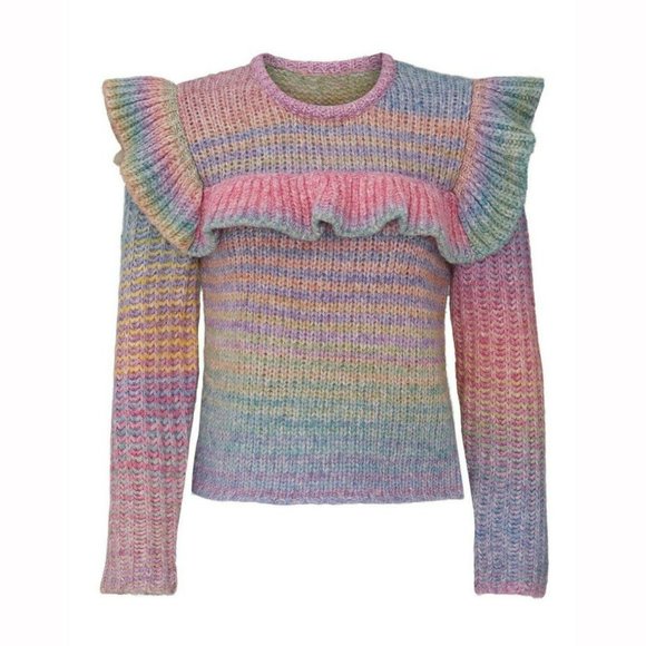 LoveShackFancy Sweaters - LOVE SHACK FANCY RAINBOW OMBRE RUFFLE YUMI SWEATER M
